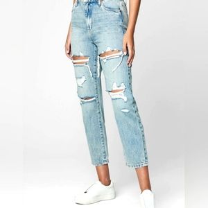 NWT BlankNYC The Madison Crop Late Night Out high rise distressed jean Sz 24 $98